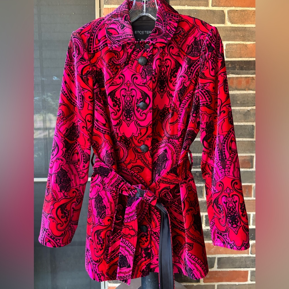 Etcetera hot pink and red velvet jacket size 4